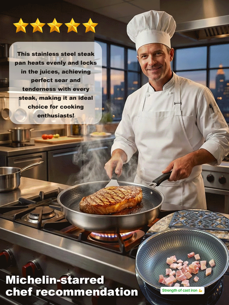 A century-old masterpiece: 316L stainless steel pan with Japanese honeycomb texture—truly non-stick, no coating, no fumes, no toxins. Healthy cooking, perfected.