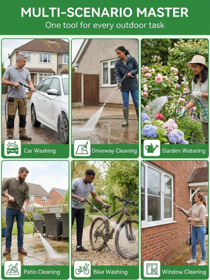 Aerospace-Grade Turbo Wand: Turns any hose into a power washer, blasting away 20-year grime in just 30s!