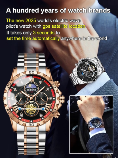 🌍⌚A must-have luxury watch for successful men, with global auto time adjustment.