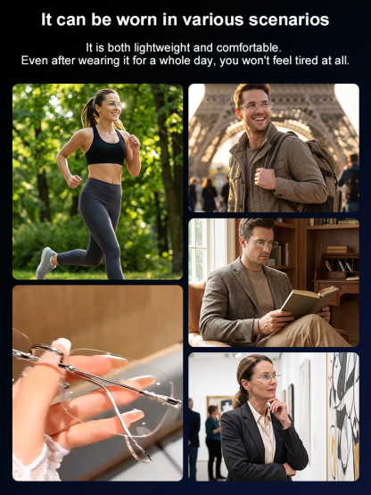 Say goodbye to switching glasses! Our Smart Variable-Focus Lenses adapt to your vision needs (-7.0D ~ +7.0D) instantly.