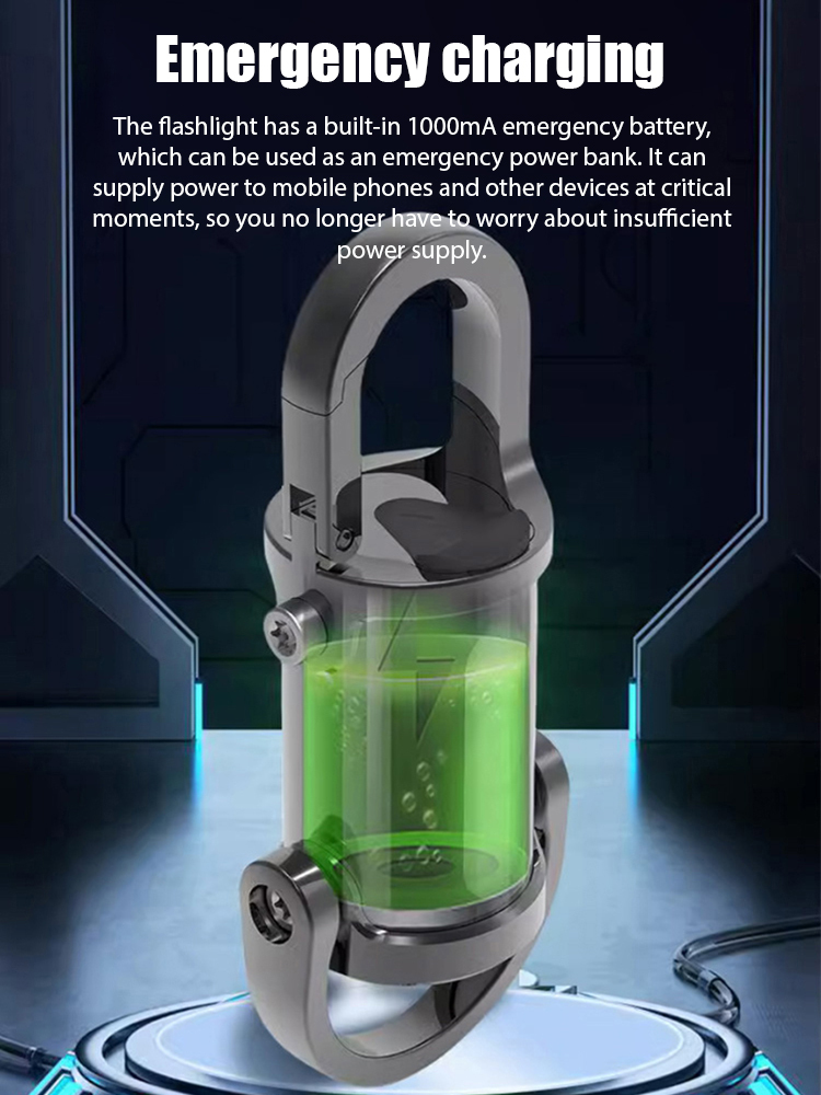 Mini flashlight with powerful illumination, various light modes, and large-capacity quick-charge function