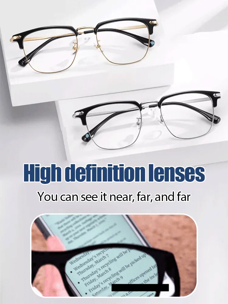 【Blocks 99.9% of harmful blue light】Automatic zoom blue light blocking reading glasses