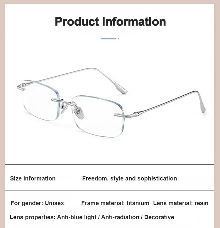 Photochromic, frameless varifocals without rim【Unisex】