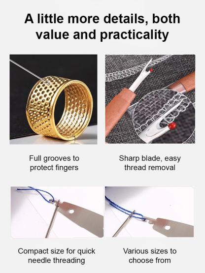 [Great Value 34-Piece Set] Large-Eye Steel Needle Sewing Tool Set