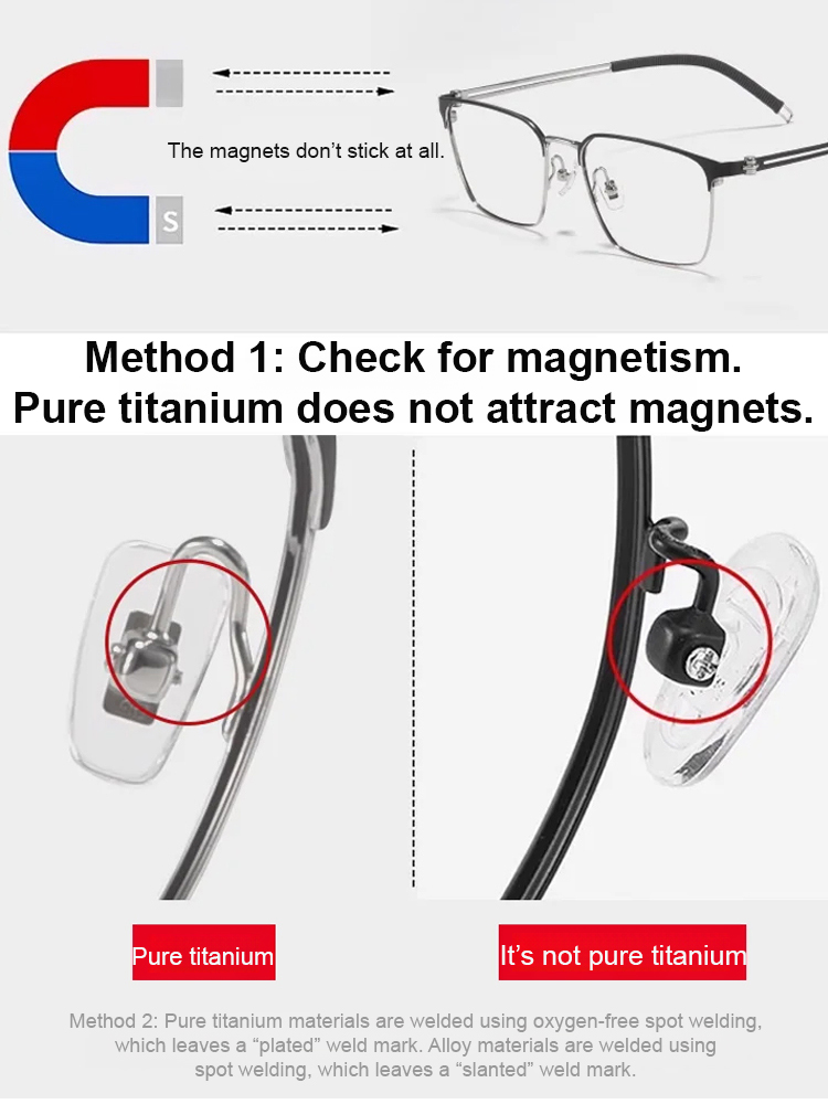 Reading glasses with titanium frames and bifocal lenses