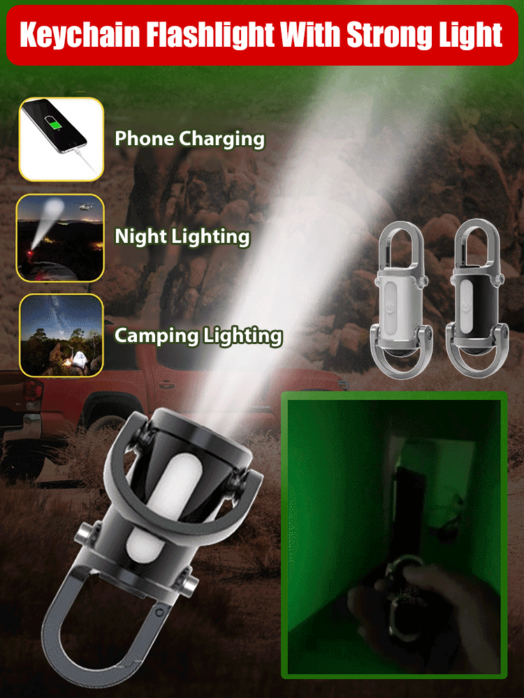 Mini flashlight with powerful illumination, various light modes, and large-capacity quick-charge function