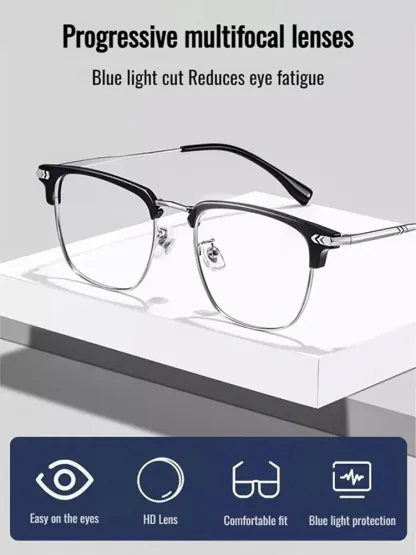 【Blocks 99.9% of harmful blue light】Automatic zoom blue light blocking reading glasses