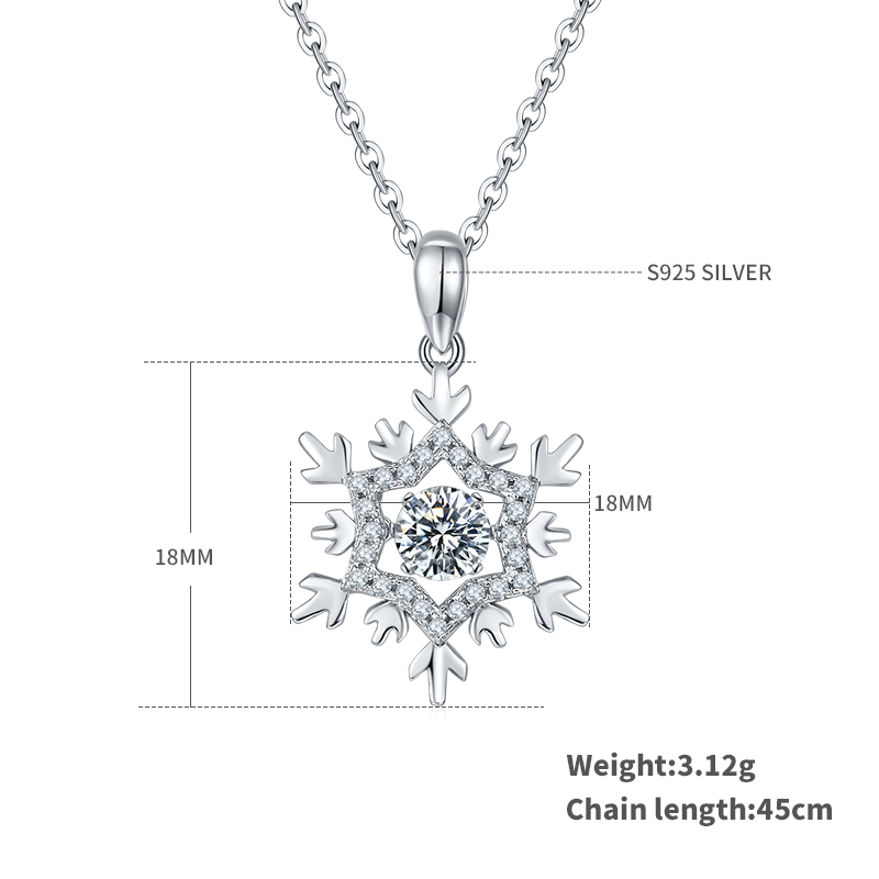 Silver Snowflake Diamond-Accented Pendant Necklace
