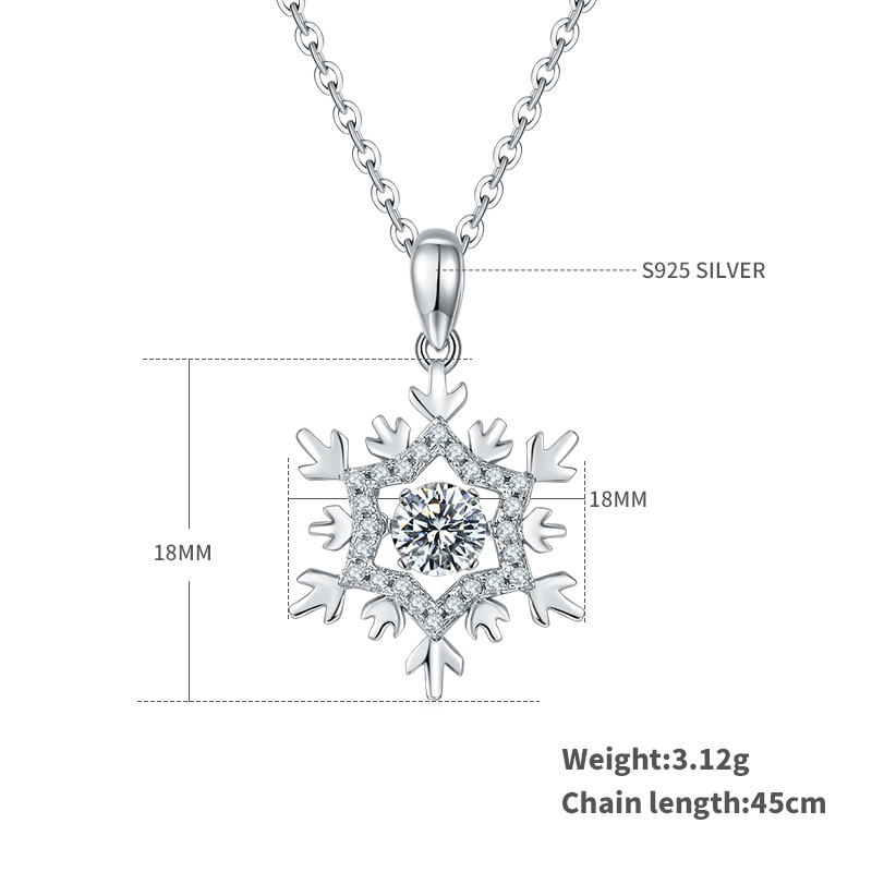 Silver Snowflake Diamond-Accented Pendant Necklace