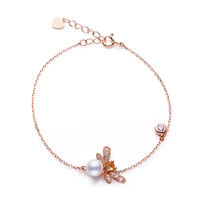S925 Silver Plated Rose Gold Pearl Butterfly Jewelry Set