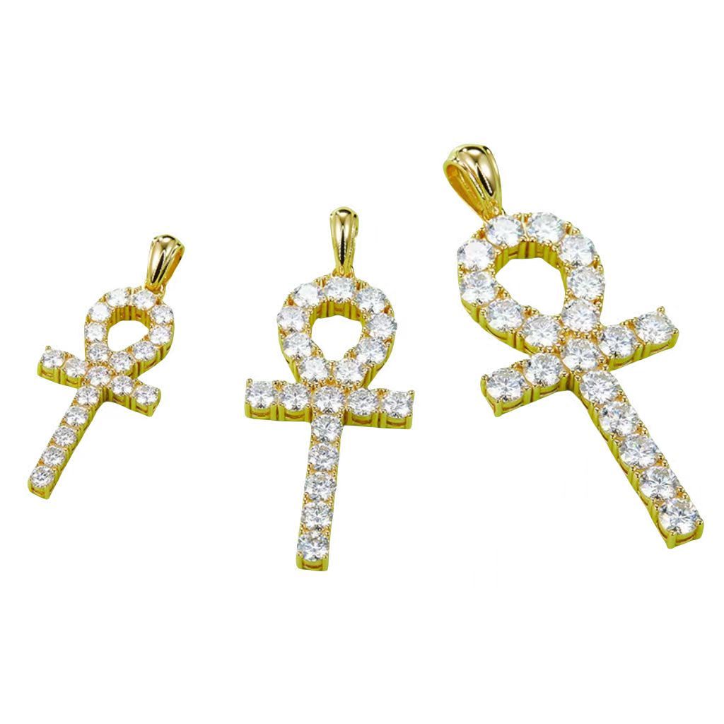 J002C Fashionable Cross Necklace, S925 Silver Pendant with 5.0mm D-Grade Moissanite