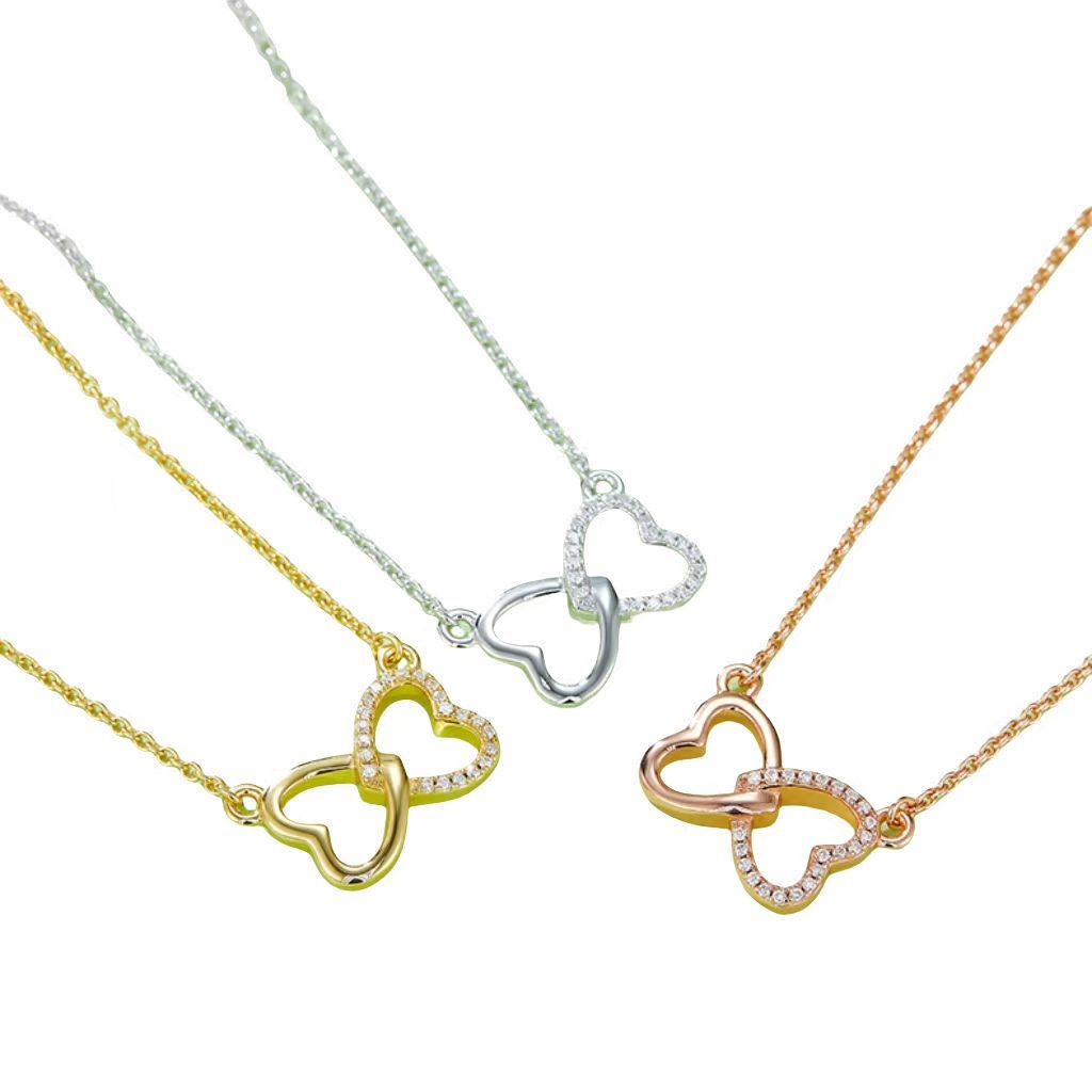 K033A "Heart Gesture" Heart Pendant, S925 Silver, D-Grade 0.10ct Moissanite