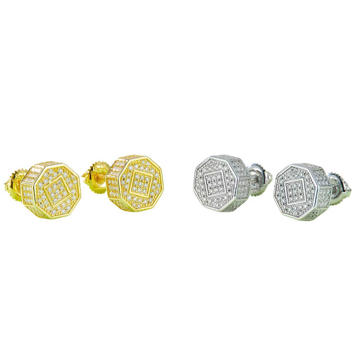 J023A Diamond-Shaped S925 Silver Earrings with Thread, Moissanite & D-Colour 0.79ct Diamond