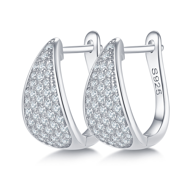 K013A Five-Row Half-and-Half Earrings, S925 Silver with Moissanite & D-Colour 0.57ct Diamond