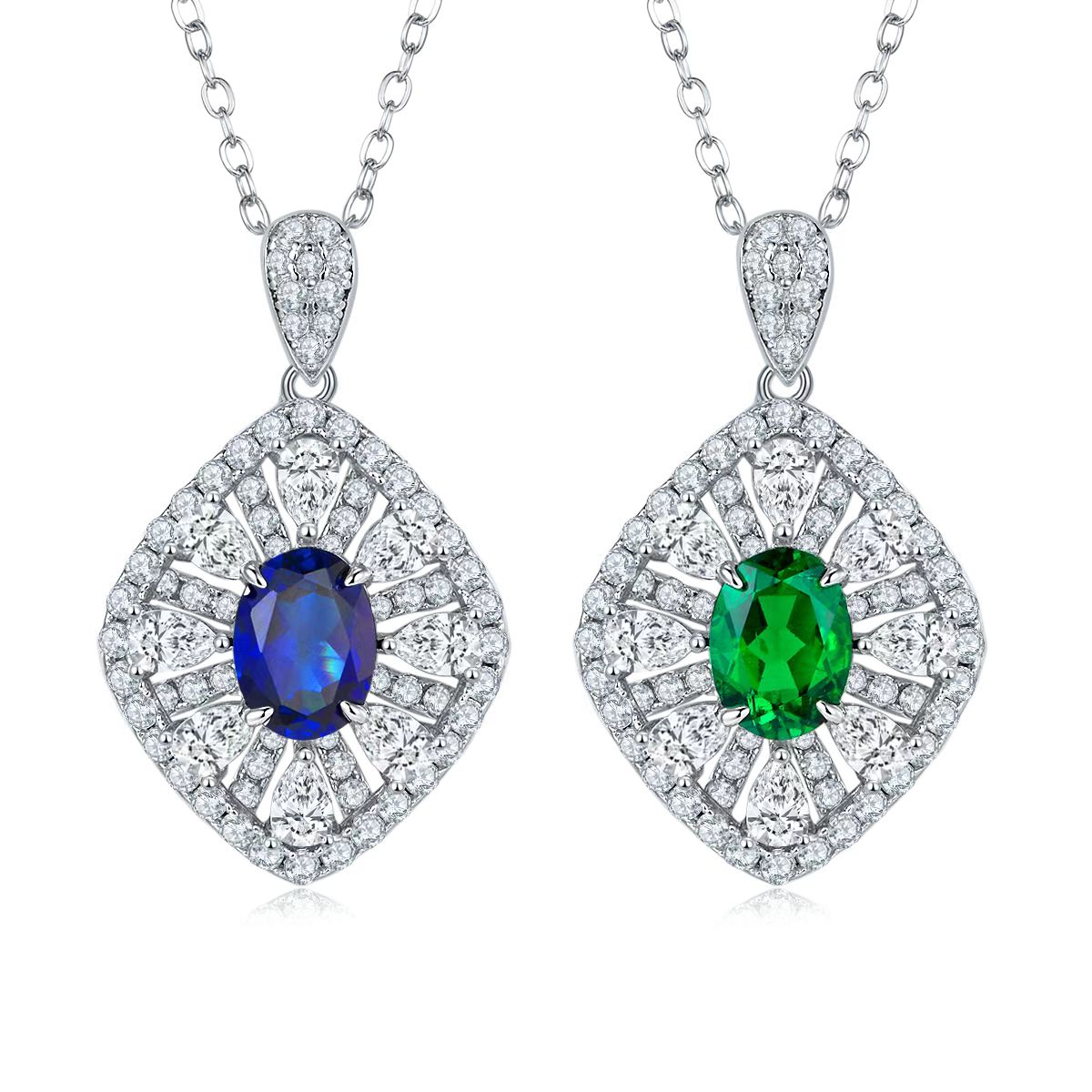 1.5ct Oval Lab-Grown Colored Gemstone Necklace