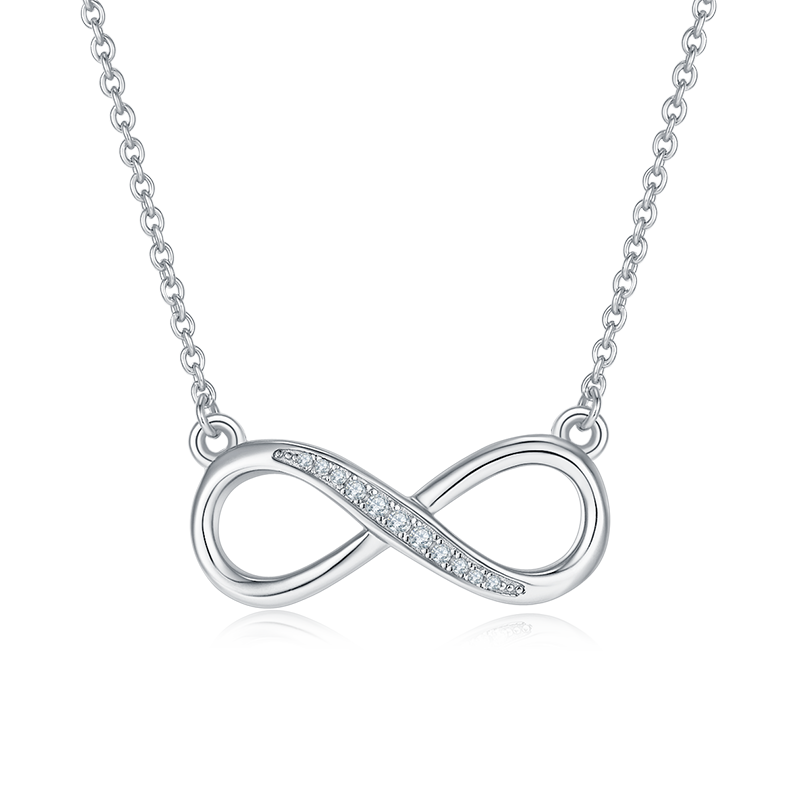 K022A "Simple Love" Themed "Infinite Love" Pendant, S925 Silver, D-Grade 0.10ct Moissanite
