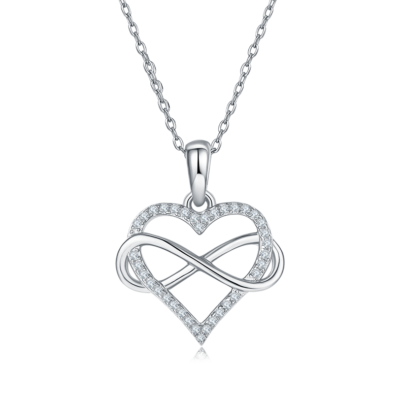 K023A Twisted "Infinite Love" Pendant, S925 Silver, D-Grade 0.18ct Moissanite