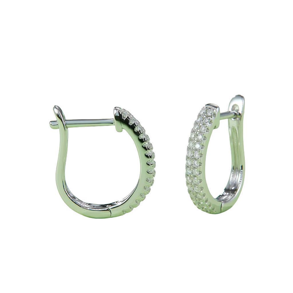 K010A Double-Row Half-and-Half Earrings, S925 Silver with Moissanite & D-Colour 0.28ct Diamond