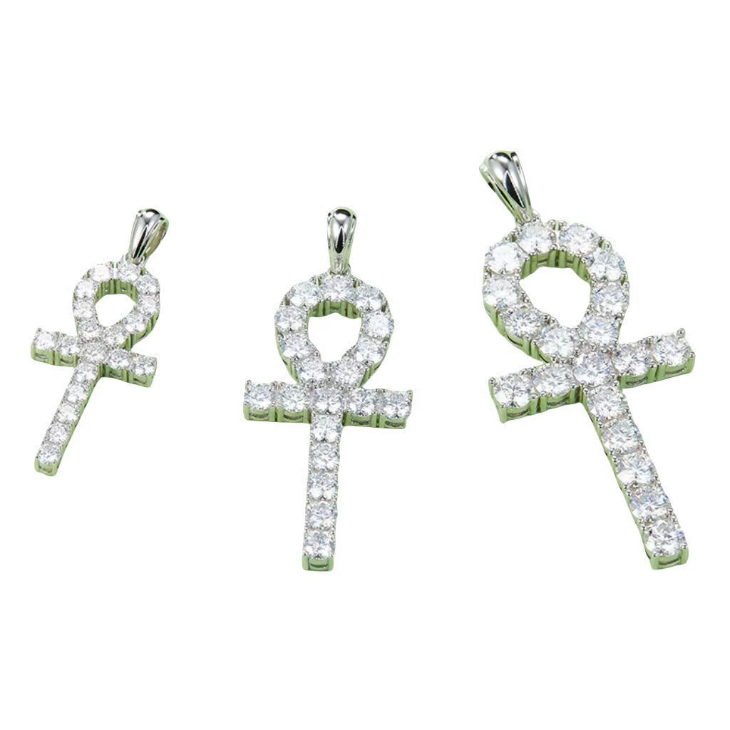 J002B Fashionable Cross Necklace, S925 Silver Pendant with 4.0mm D-Grade Moissanite