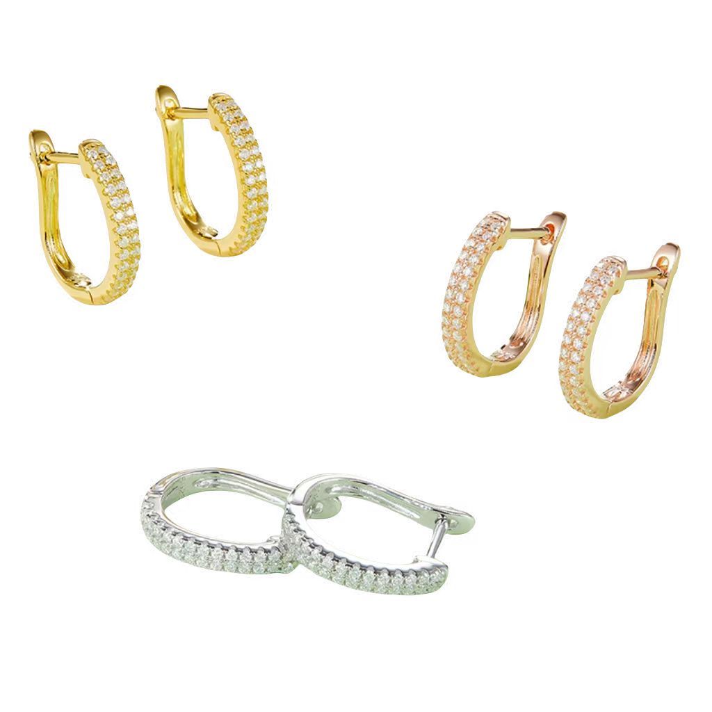 K010A Double-Row Half-and-Half Earrings, S925 Silver with Moissanite & D-Colour 0.28ct Diamond