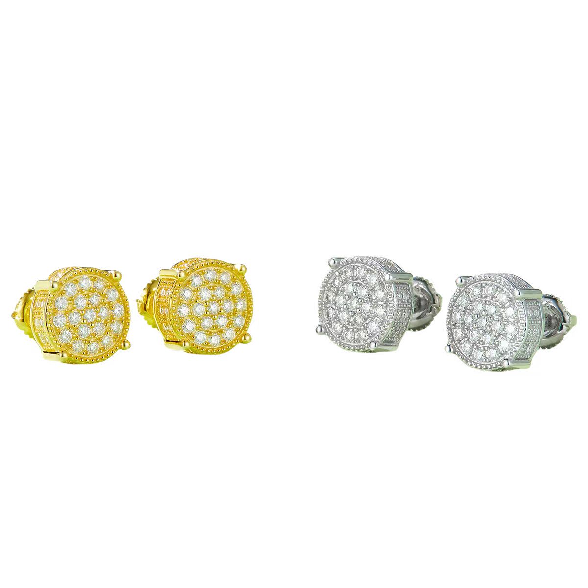 J012A Round Column S925 Silver Earrings with Thread, Moissanite & D-Colour 0.81ct Diamond