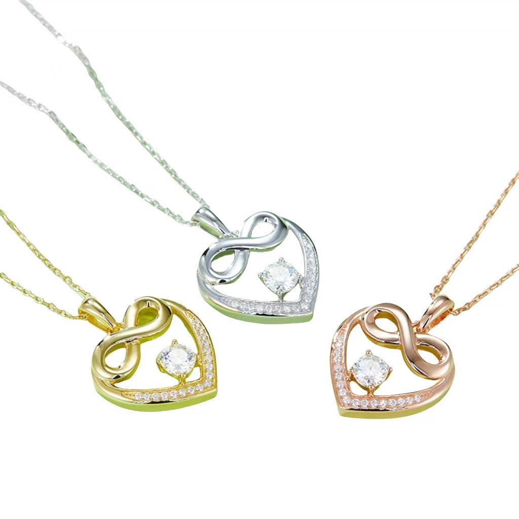 K025A Round-Bottom "Infinite Love" Pendant, S925 Silver, D-Grade 0.60ct Moissanite