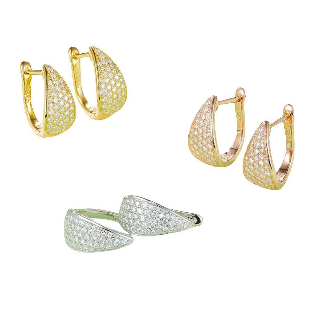 K013A Five-Row Half-and-Half Earrings, S925 Silver with Moissanite & D-Colour 0.57ct Diamond