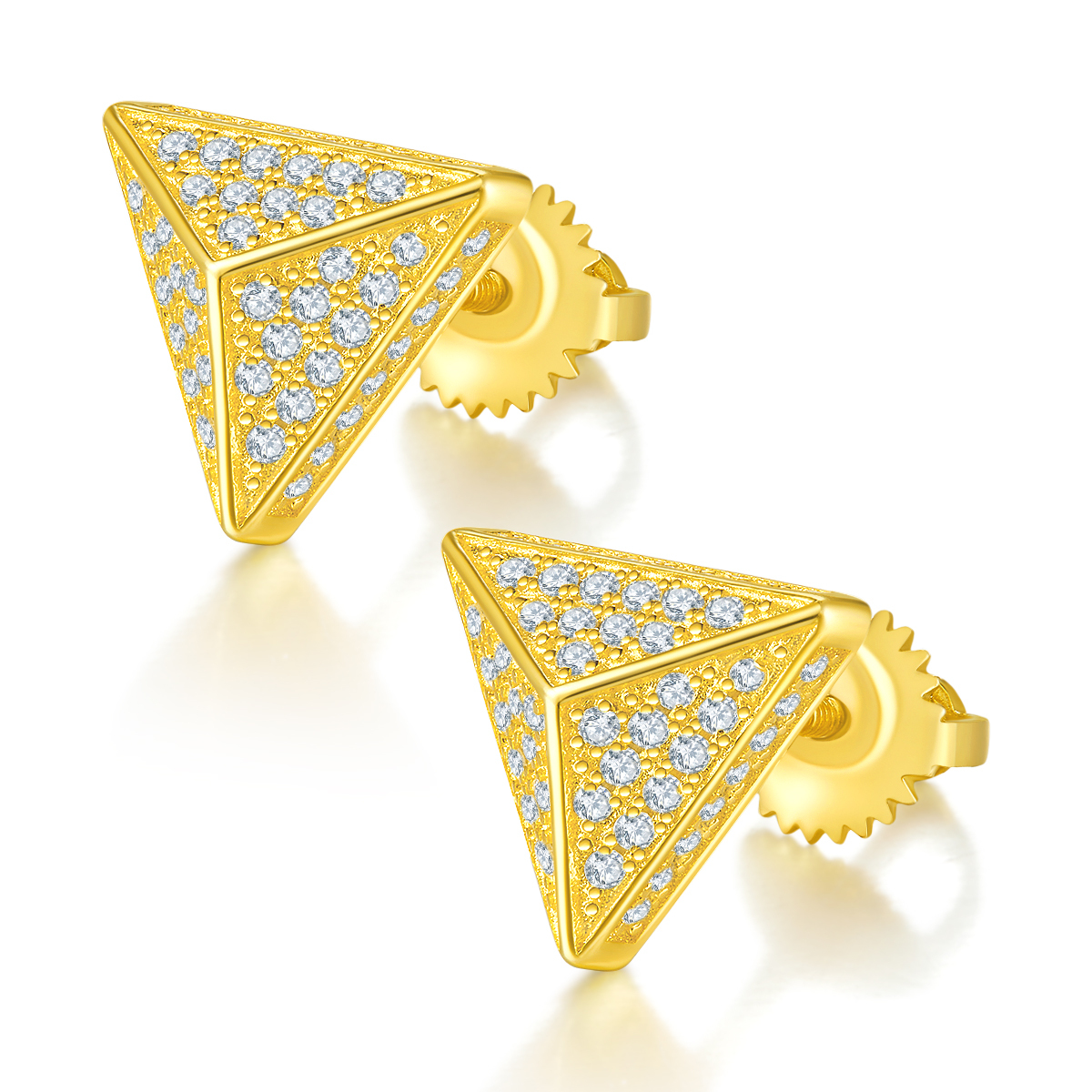 J024A Triangular S925 Silver Earrings with Thread, Moissanite & D-Colour 0.51ct Diamond