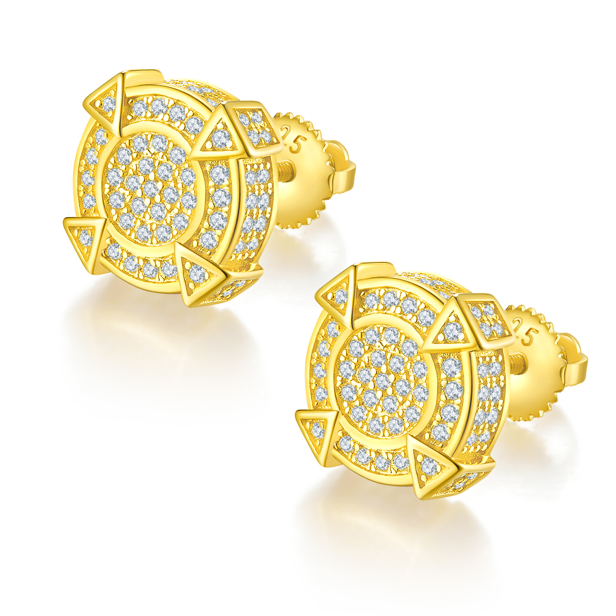 J014A Round Tapered Column S925 Silver Earrings with Thread, Moissanite & D-Colour 0.83ct Diamond