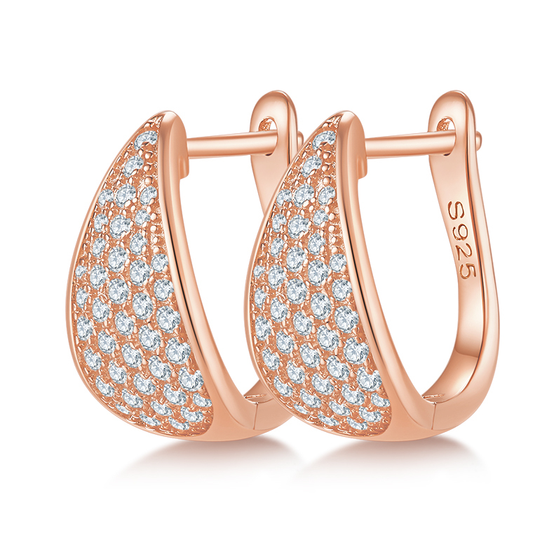 K013A Five-Row Half-and-Half Earrings, S925 Silver with Moissanite & D-Colour 0.57ct Diamond