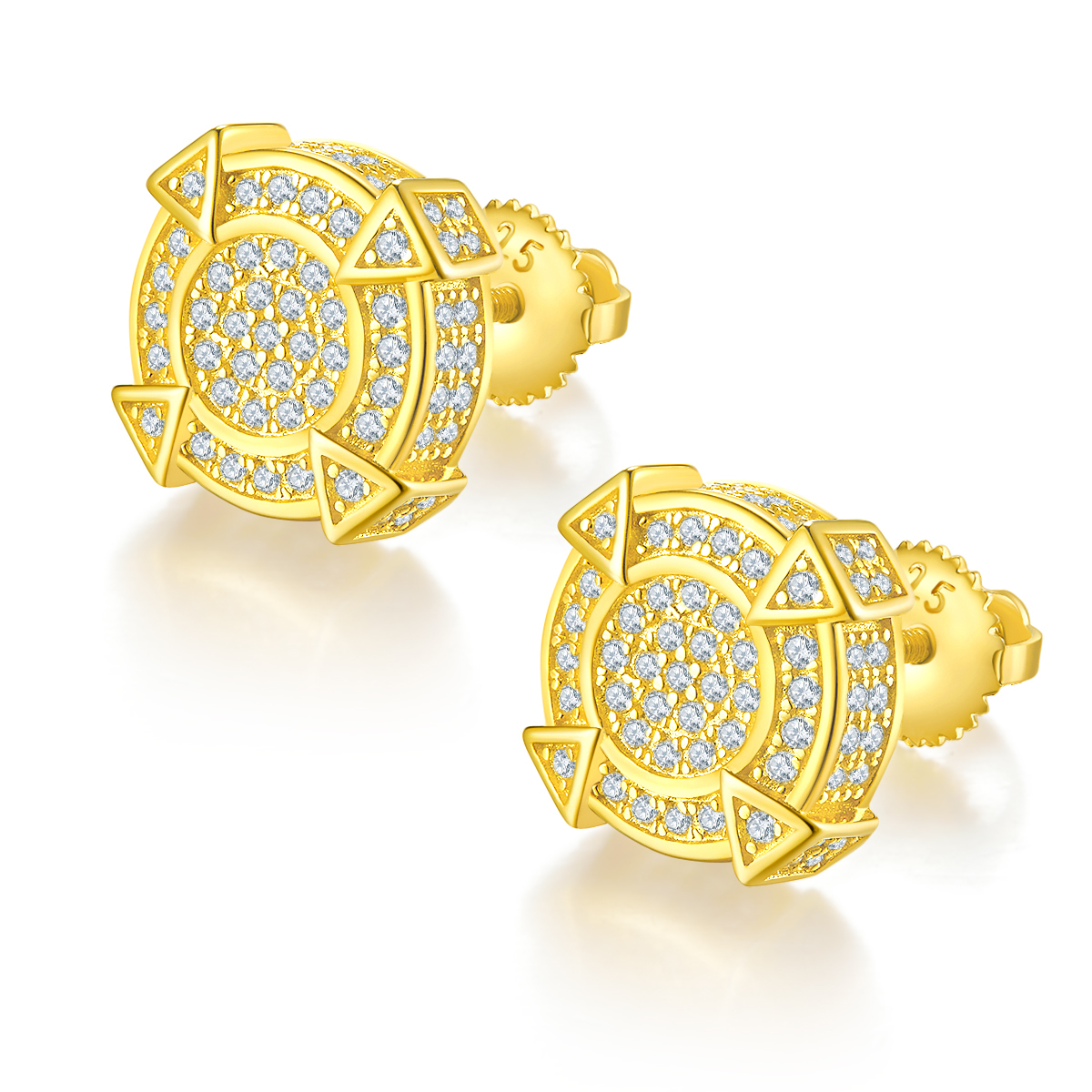 J014A Round Tapered Column S925 Silver Earrings with Thread, Moissanite & D-Colour 0.83ct Diamond