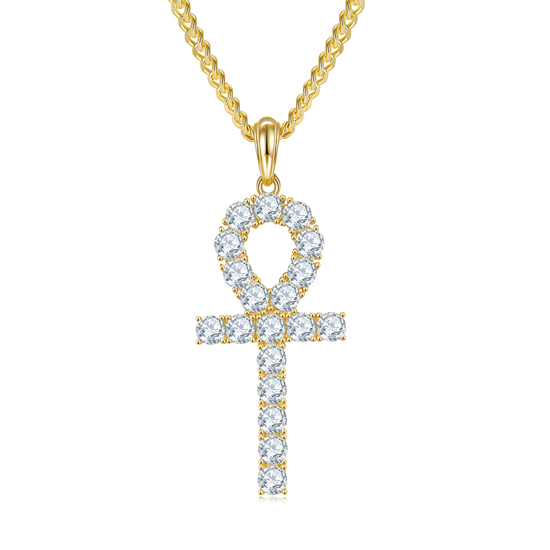 J002B Fashionable Cross Necklace, S925 Silver Pendant with 4.0mm D-Grade Moissanite