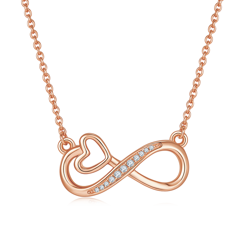 K021A Hollow "Infinite Love" Pendant, S925 Silver, D-Grade 0.10ct Moissanite