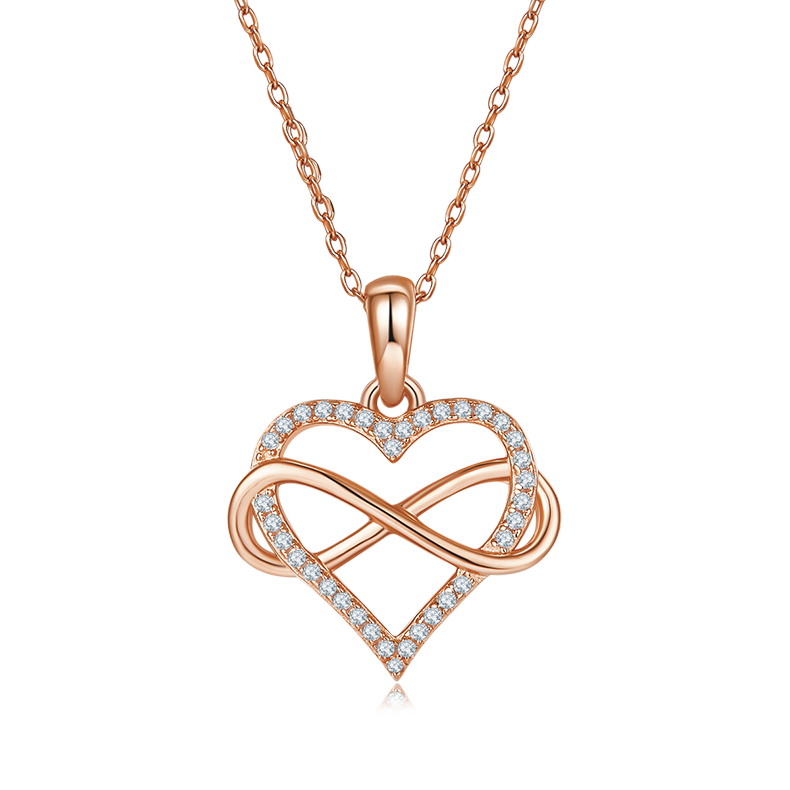 K023A Twisted "Infinite Love" Pendant, S925 Silver, D-Grade 0.18ct Moissanite