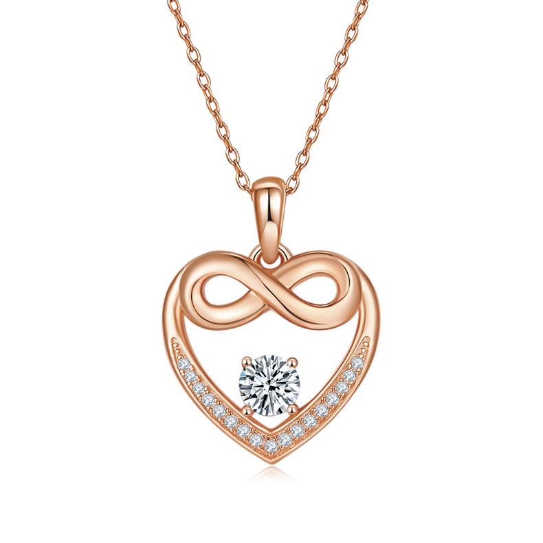 K025A Round-Bottom "Infinite Love" Pendant, S925 Silver, D-Grade 0.60ct Moissanite
