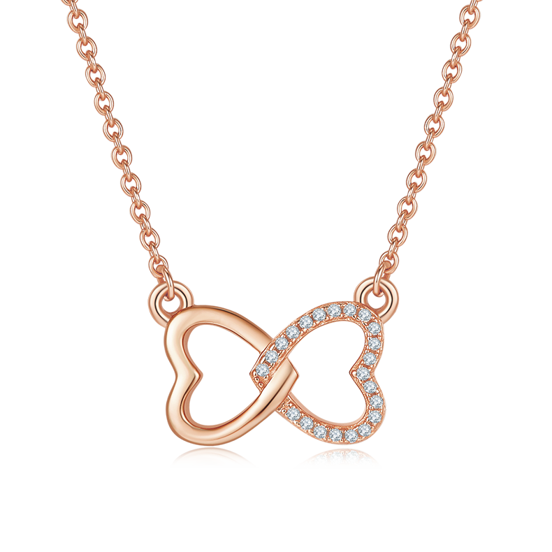 K033A "Heart Gesture" Heart Pendant, S925 Silver, D-Grade 0.10ct Moissanite