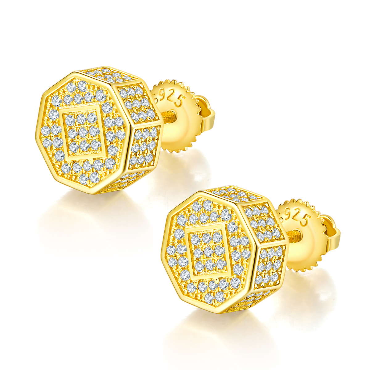 J023A Diamond-Shaped S925 Silver Earrings with Thread, Moissanite & D-Colour 0.79ct Diamond