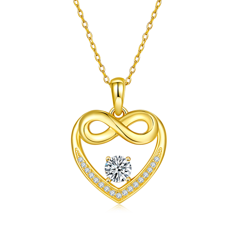 K025A Round-Bottom "Infinite Love" Pendant, S925 Silver, D-Grade 0.60ct Moissanite