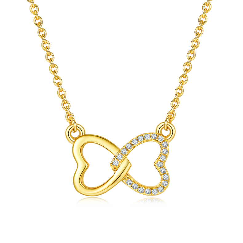 K033A "Heart Gesture" Heart Pendant, S925 Silver, D-Grade 0.10ct Moissanite