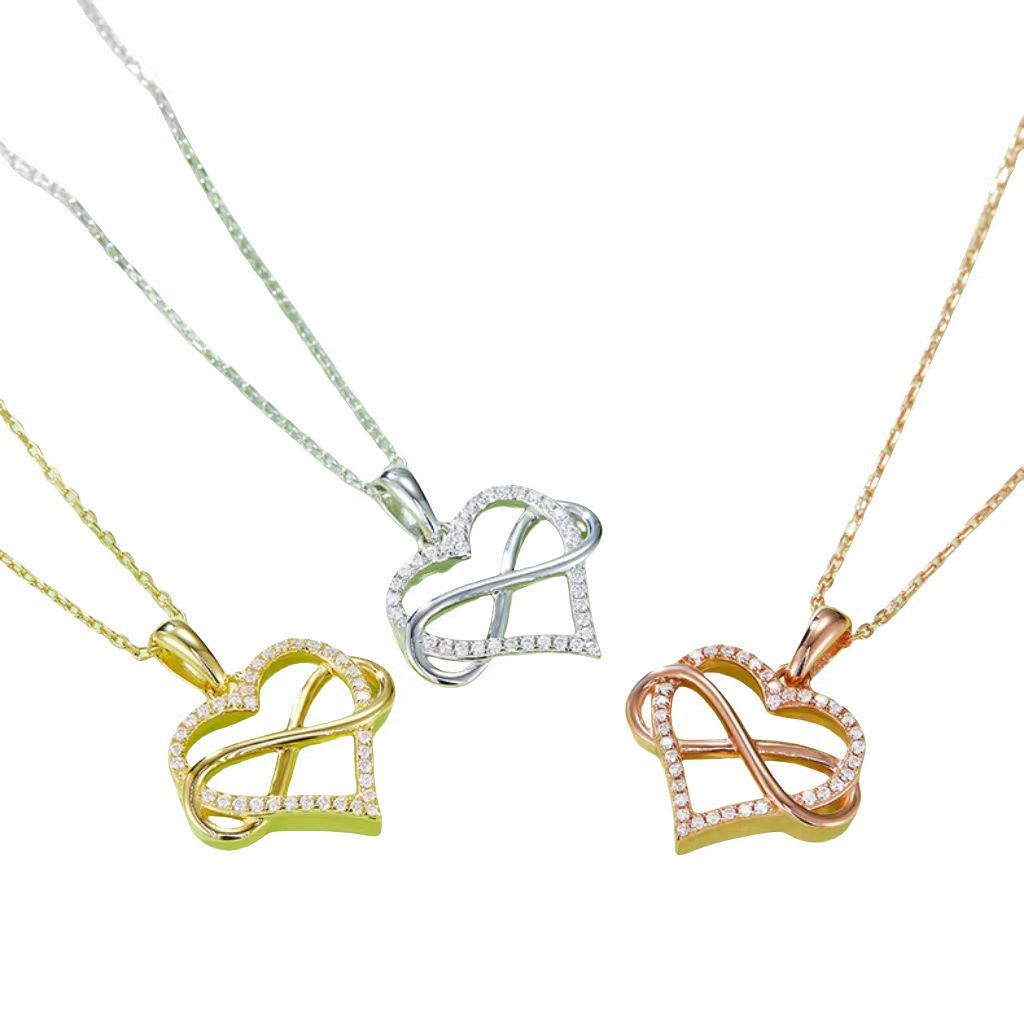 K023A Twisted "Infinite Love" Pendant, S925 Silver, D-Grade 0.18ct Moissanite