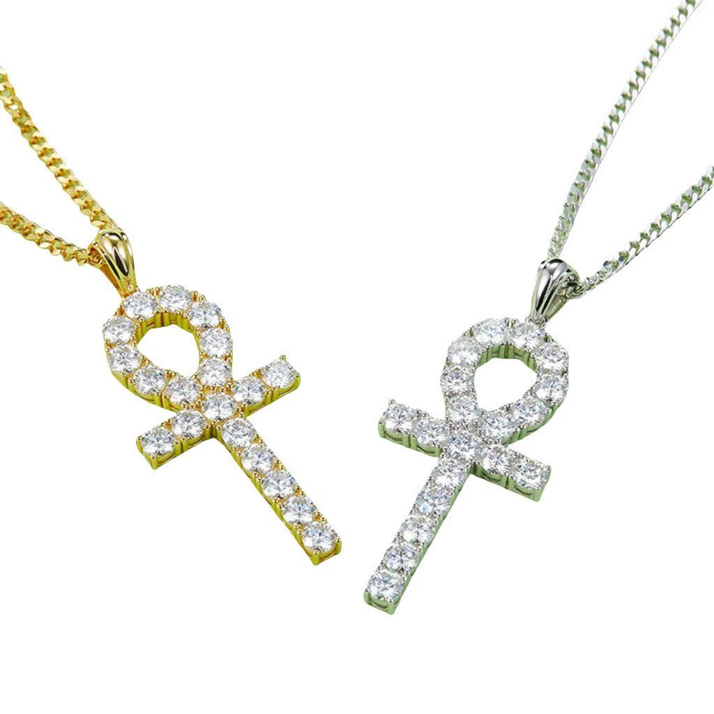 J002C Fashionable Cross Necklace, S925 Silver Pendant with 5.0mm D-Grade Moissanite