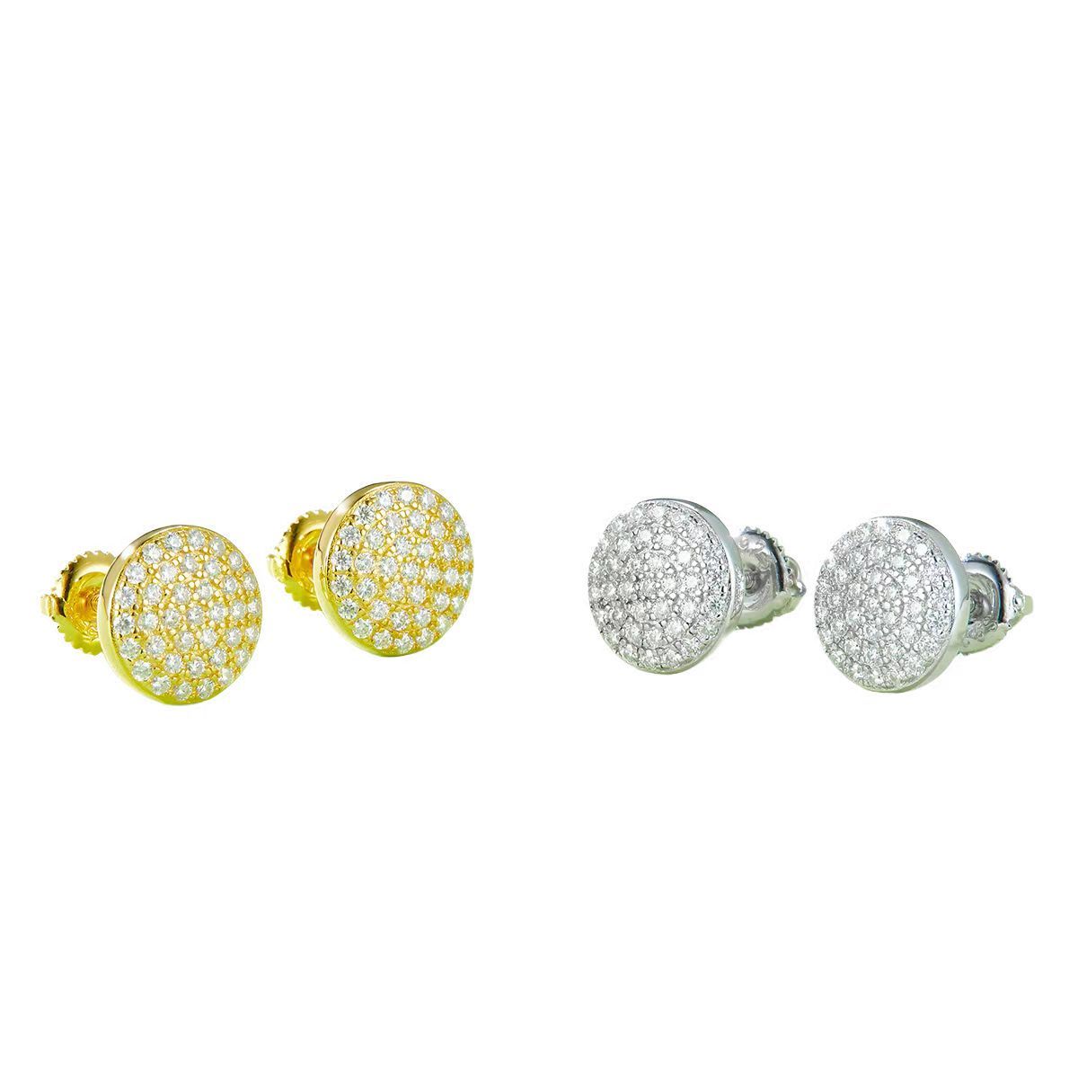 J011A Round Single-Sided S925 Silver Earrings with Thread, Moissanite & D-Colour 0.60ct Diamond