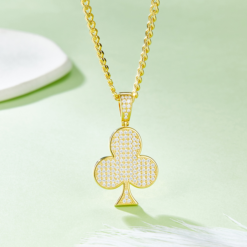 J009A Club Hip-Hop Necklace, S925 Silver Pendant with D-Grade 0.92ct Moissanite Meelee Stones