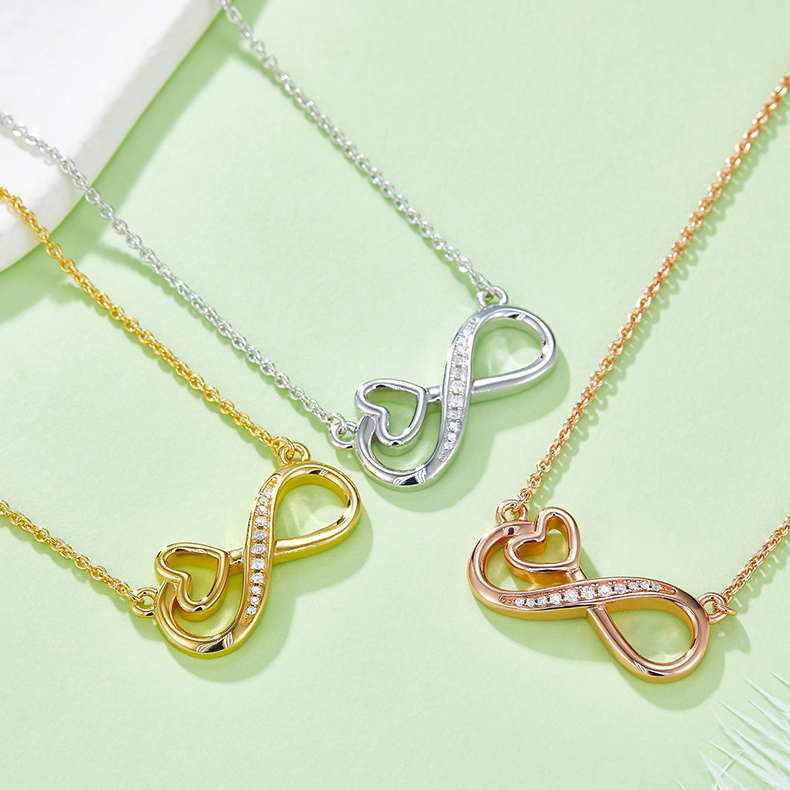 K021A Hollow "Infinite Love" Pendant, S925 Silver, D-Grade 0.10ct Moissanite