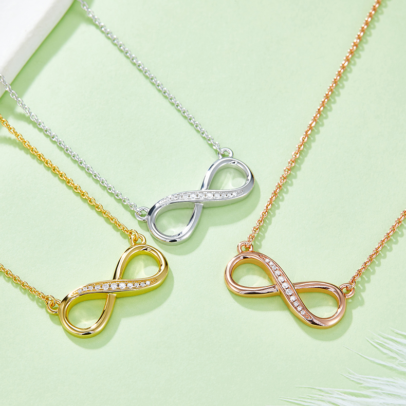 K022A "Simple Love" Themed "Infinite Love" Pendant, S925 Silver, D-Grade 0.10ct Moissanite