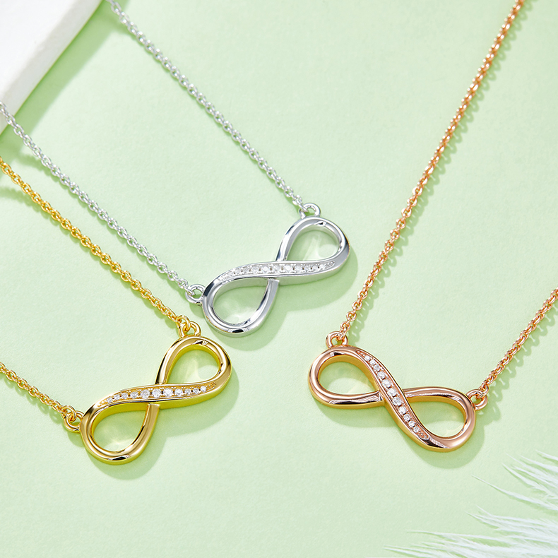 K022A "Simple Love" Themed "Infinite Love" Pendant, S925 Silver, D-Grade 0.10ct Moissanite