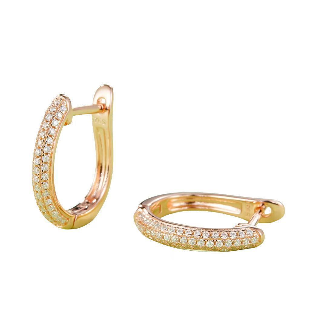 K006A Triple-Row Half-and-Half Earrings, S925 Silver with Moissanite & D-Colour 0.30ct Diamond