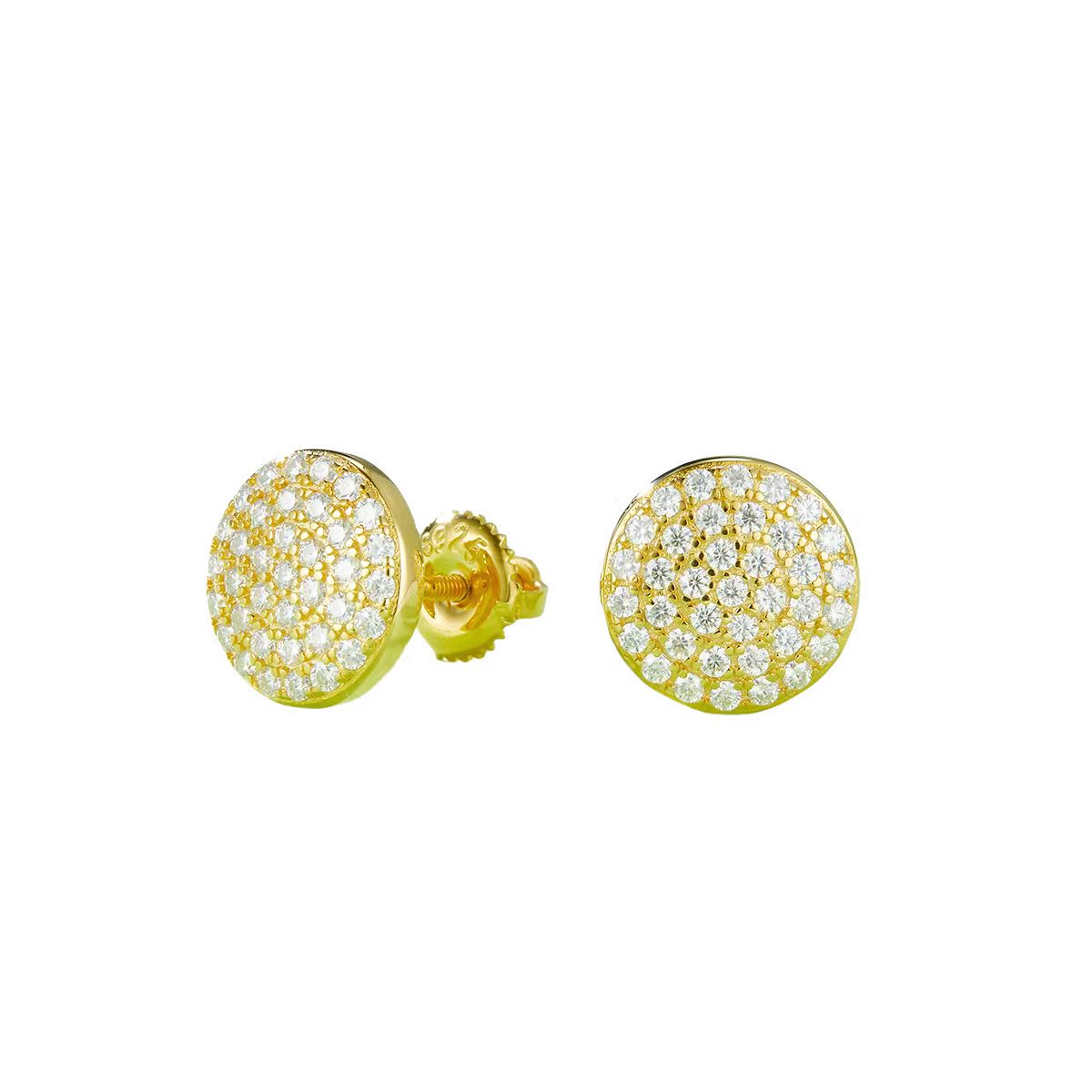 J011A Round Single-Sided S925 Silver Earrings with Thread, Moissanite & D-Colour 0.60ct Diamond