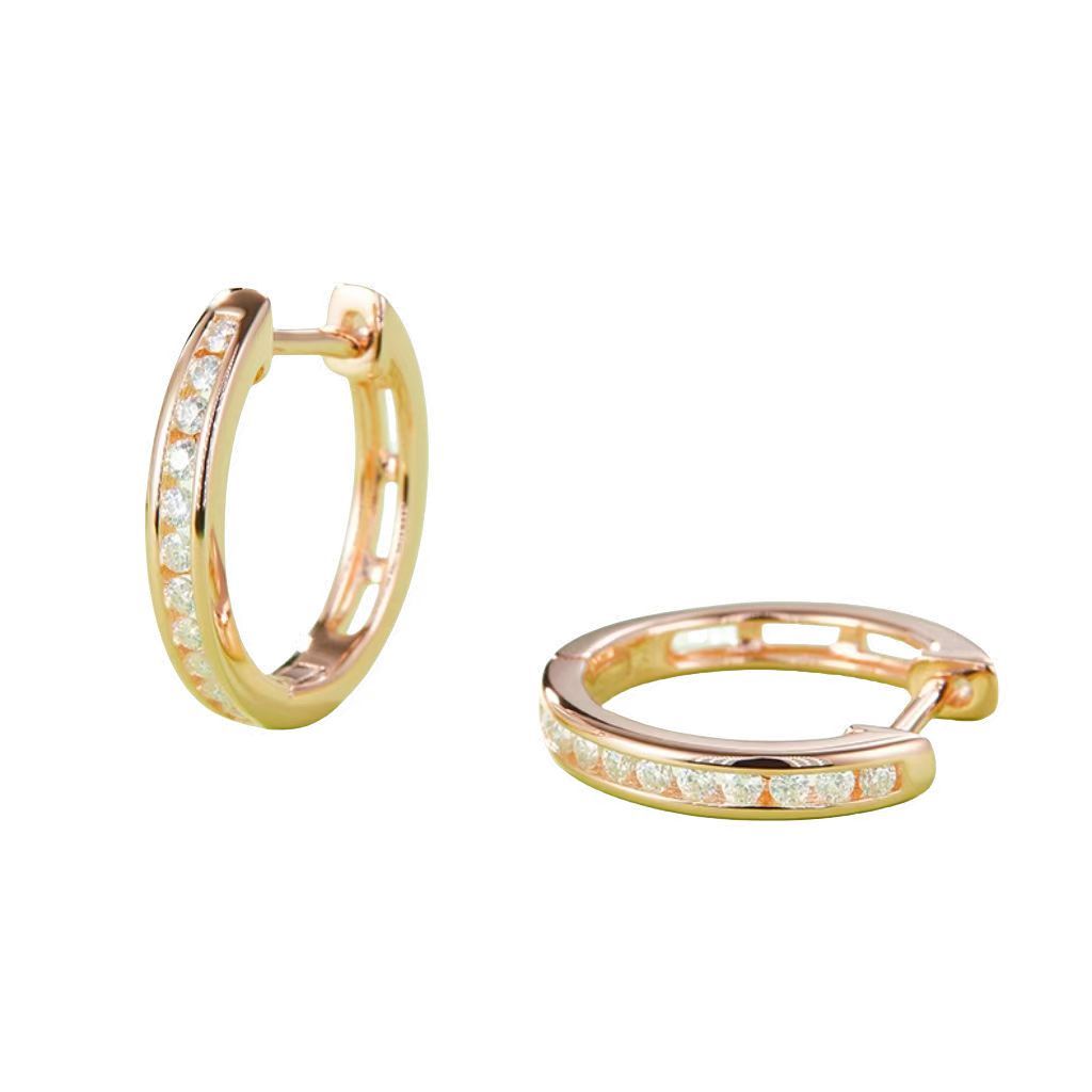 K014A Single-Row Half-and-Half Earrings, S925 Silver with Moissanite & D-Colour 0.22ct Diamond