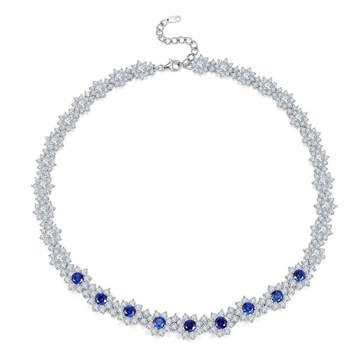 12.96ct Round Lab-Grown Sapphire Necklace